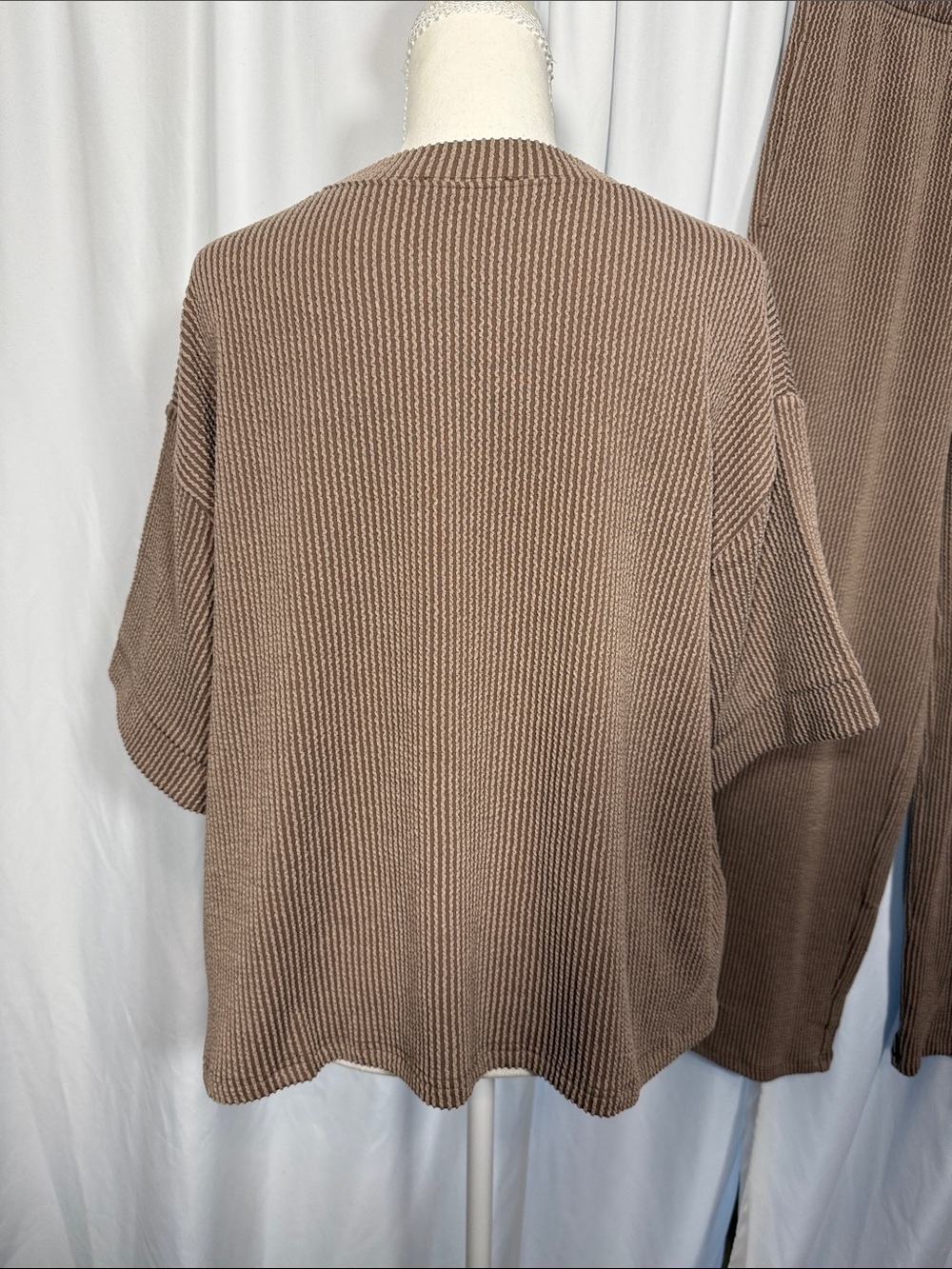 Zenana Ribbed Knit Short Sleeve and Wide-Leg Pants Set - Picture 4 of 7